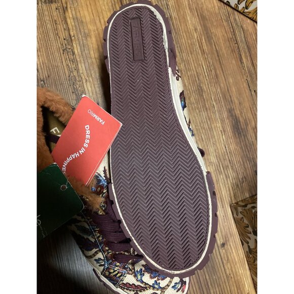 Farm Rio Faux Fur Platform Sneakers Tapestry Beige Size 9 US 40 EUR New With Tag - Picture 6 of 6